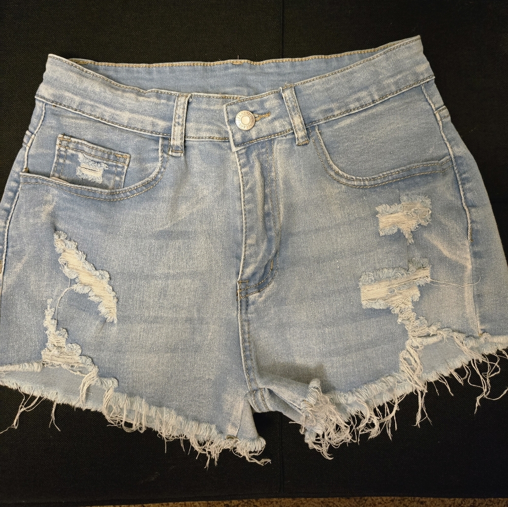 SHEIN Light Blue Distressed Jean Shorts
